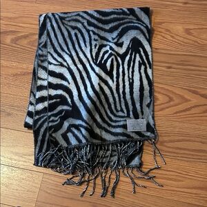 Zebra Print Fringe Scarf